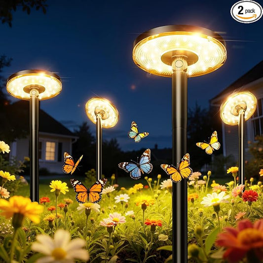 KOOPER 3X Larger & Taller Solar Pathway Lights Outdoor, 2 Pack Metal Solar Powered Garden Lights Waterproof, 2 Lighting Modes Adjustable Solar Landscape Path Lights for Outside Yard Walkway Driveway