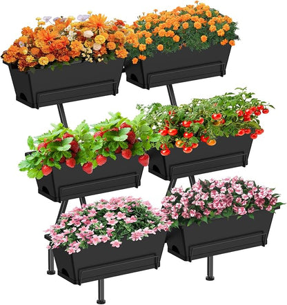 Sunexinlo Vertical Garden Planter Freestanding Raised Bed for Herbs Flowers Vegetables, Indoor Outdoor for Patio Balcony Deck