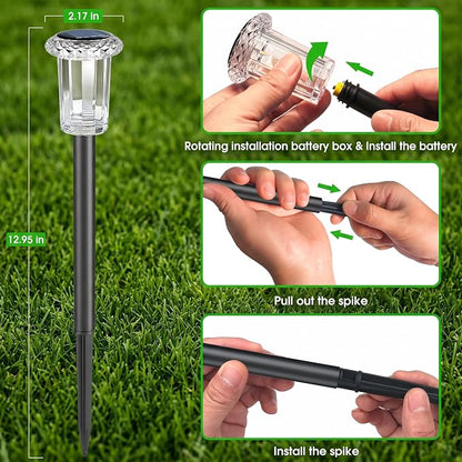 Eyrosa Solar Pathway Lights Outdoor Waterproof Starburst Pattern 10 Pack | Solar Outdoor Lights for Garden Yard Lawn Path Walkway Driveway Labdscape,Stake Lighting Outside Decor