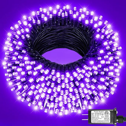 Purple Halloween Lights Outdoor, 100FT 300 LED String Lights for Outside Waterproof with 8 Modes, Plug in Connectable Christmas Lights for Indoor House Patio Garden Party Holiday Decorations