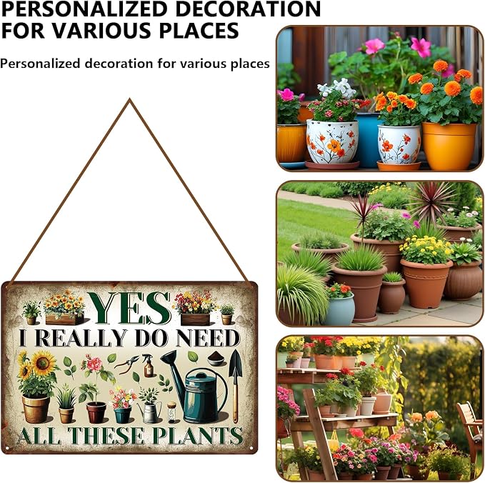KLFHS Gardening Gifts, Garden Metal Wall Art Decor Yard Art Yard Signs Greenhouse Accessories, Vintage Gardening Signs for Garden Greenhouse Patios Home Decor