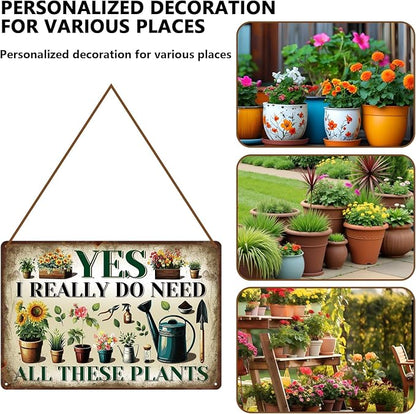 KLFHS Gardening Gifts, Garden Metal Wall Art Decor Yard Art Yard Signs Greenhouse Accessories, Vintage Gardening Signs for Garden Greenhouse Patios Home Decor