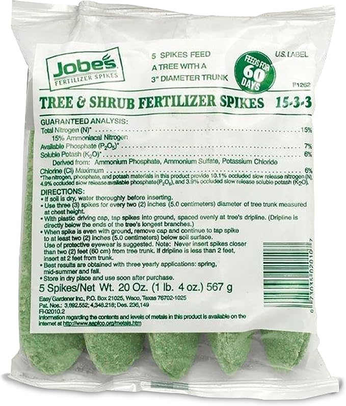 Jobe’s Slow Release Tree and Shrub Fertilizer Spikes, Easy Plant Care for Oak, Maple, Dogwood, Boxwood, and Many More Acid Loving Trees and Shrubs, 5 Count