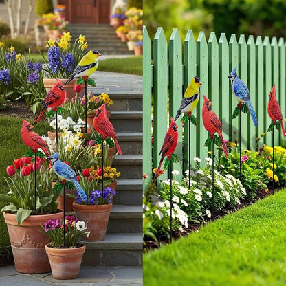 5 Pack Birds Metal Decorative Garden Stakes - 20 Inch Shaker Patio Decor Art and Rust Resistant Metal Garden Decor for Indoor and Outdoor Decor - Perfect for Patio and Lawn Ornaments