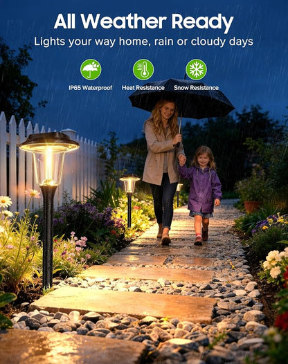 2026 New Solar Pathway Lights, 4 Pack Solar Lights Outdoor, Waterproof IP65, Upgraded Bright LED, Auto On/Off, Modern Garden Lights, Solar Powered Light for Yard, Lawn, Walkway, Driveway, Patio Decor