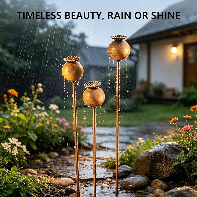 3 PCS Metal Flowers for Outside,23 Inch Large Garden Stakes Decorative,Flower Bed Decor Plant Stakes, Garden Statues Outdoor Clearance, Metal Yard Art Outdoor, Plant Decorations for Pots