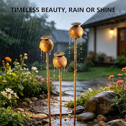 3 PCS Metal Flowers for Outside,23 Inch Large Garden Stakes Decorative,Flower Bed Decor Plant Stakes, Garden Statues Outdoor Clearance, Metal Yard Art Outdoor, Plant Decorations for Pots