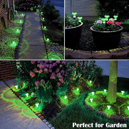 Priddop Solar Lights Outdoor Waterproof 8 Pack LED Green Stake Mushroom | Yard Pathway Garden Decorative Patio Landscape Path Walkway Spike Pattern Acrylic Cap ABS Stake Outside Halloween Decor