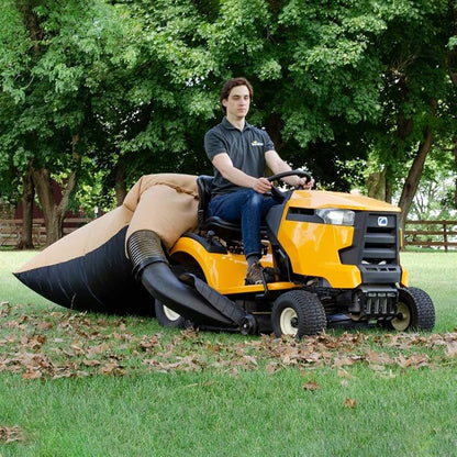 TerraKing Pro Leaf Bag for Ride-On Lawn Mowers | 54 Cu. Ft., 120" Opening | 2-Bag System | Heavy Duty Nylon Bottom | Fast Easy Leaf Collection | Tan (Model ST95084)