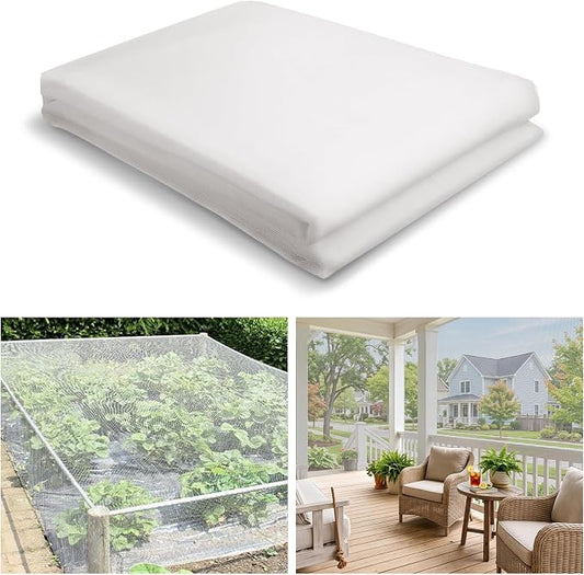 ANPHSIN Strong PP Nanocomposite Mosquito Net Garden Netting - 10 x 12ft Bird Insect Pest Mesh Barrier Screen for Patio, Balcony, Porch, Outdoor Raised Beds Protection (White)