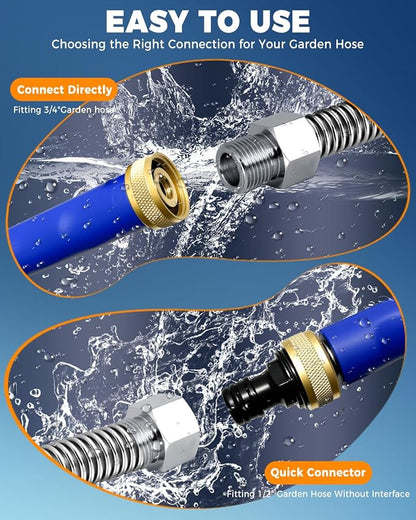 Jet Nozzle Power Washer for Garden Hose with 2 Different Nozzles and Quick Connectors, 2026 Upgrade 17 inch 2-In-1 High Pressure Wand for Patio Car Pet Garden Outdoor Cleaning (Blue)