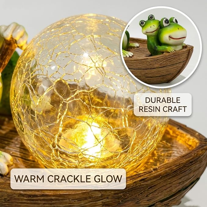 Rezpuao Garden Statue of Frog,Garden Decor Frog Figurine,Frogs Outdoor Statue,Solar Decor for Patio,Balcony,Yard,Lawn Ornament