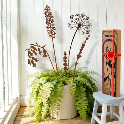 5-Pack Rustic Metal Decorative Garden Stakes, Multiple Nature-Inspired Designs, Metal Flowers Indoor&Outdoor Garden Decor, Gift-Boxed Yard Art for Pots, Planters Flower Beds (Wildflower Mix Set)