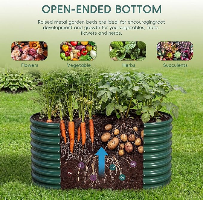 AHEONLAR 3Pack 3x2x2ft Galvanized Raised Garden Beds Outdoor, Oval Raised Beds for Gardening Metal Planter Boxes for Planting Vegetables, Fruit, Herb, Green