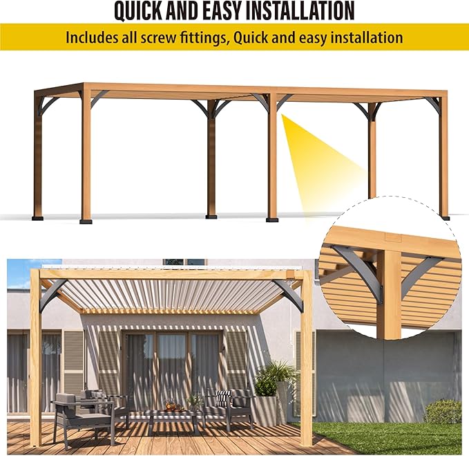 AECXM Heavy Duty 2''x4'' (Actual: 1.5''x3.2'') Arc 45° Angle Support Brackets, for gazebos, Decks, porches, Log Cabins and Other Wood Frame Degree Angle Pergola (8-Bracket)