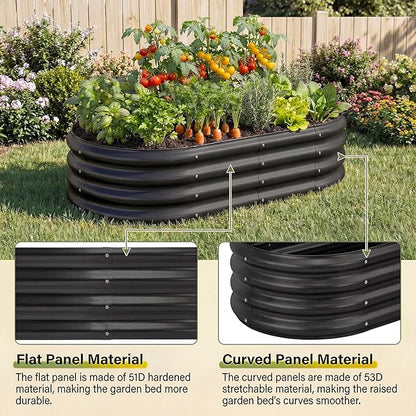 Land Guard 2 Pcs 6ft Metal Raised Garden Bed, 6 x 3 x 1 Galvanized Planter Raised Beds for Vegetables, Grey
