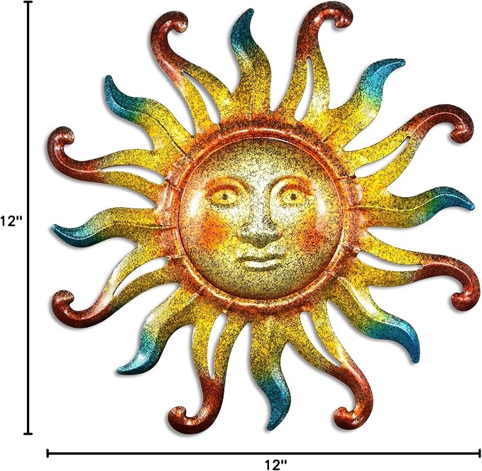 Miyolo Metal Sun Wall Decor Outdoor Sunface Yard Art for Porch Door Patio Garden Home Indoor Sculpture Decorations