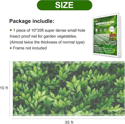 Garden Netting, Jevrench Durable Ultra Fine Garden Netting, Garden Plant Cover Row Cover Makes Plants, Vegetables, Fruits, and Flowers Grow Better (10ft x 35ft)