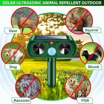4 Pack Upgraded Sonic Fortress Pro Deer Repellent Devices,Solar Animal Repellent Ultrasonic Outdoor for Cats,Squirrels,Rabbits,Racoons,Skunks for Garden Yard Waterproof Motion Sensor Animal Deterrent