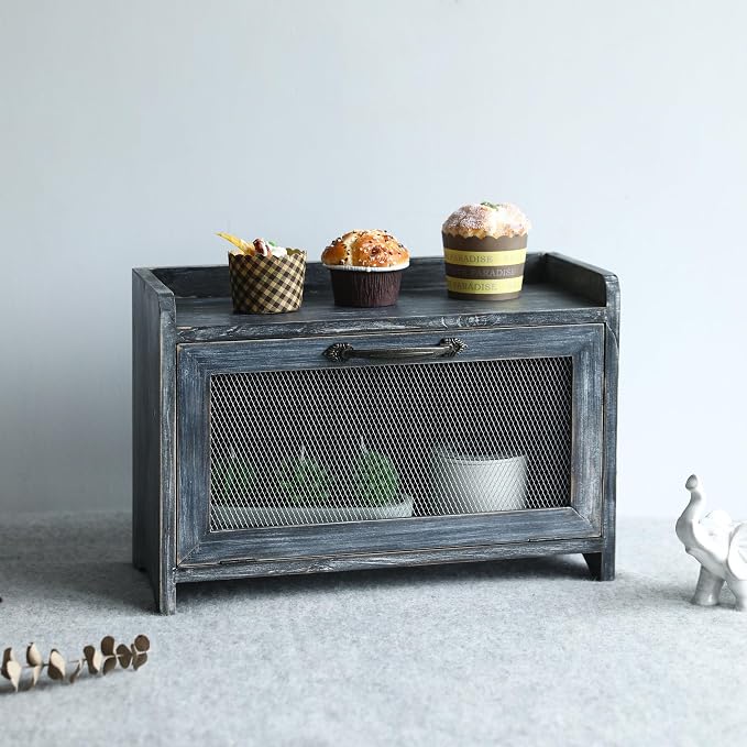 COLLECTIVE HOME - Storage Cabinet, Mini Countertop Cabinet, Wood Organizer for Bedroom Kitchen with Magnetic Door, Storage for Spice Jars, 14.5 x 6.5 x 10 (Grey) (10")