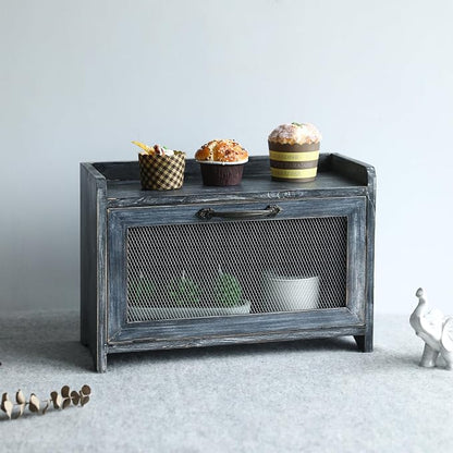 COLLECTIVE HOME - Storage Cabinet, Mini Countertop Cabinet, Wood Organizer for Bedroom Kitchen with Magnetic Door, Storage for Spice Jars, 14.5 x 6.5 x 10 (Grey) (10")