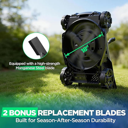 18" Electric Lawn Mower, 40V Cordless Lawn Mower with 2x5.0Ah Batteries & Charger, Brushless Motor, 2-in-1 Mulching & Bagging, 6-Position Height Adjustment, for Medium Yards