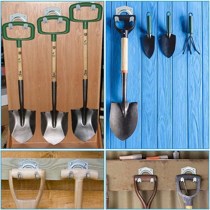 5 Pack Hanger Hooks Set with Screws, Wall Mounted Tool Hangers Garage Storage Hooks for Garage Shed Hanging Bracket Garden Tools