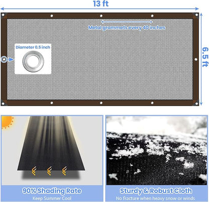 Riare 90% Black Shade Cloth- 6.5 x 13 FT Sunblock Garden Shade Cloth, Sun Shade Mesh Tarp with Reinforced Grommets for Greenhouse, Garden, Patio, Backyard, Plants, Pergola, Chicken Coop