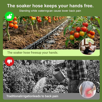 Soaker Hose 1/4 Inch 100ft, Garden Soaker Hose for Garden Beds, Trees & Flower Beds, Uniform Seepage Irrigation Hose
