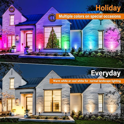Spotlight Outdoor RGB Spot Lights 10W LED Landscape Lights Spot Lights Outdoor with 16 Color Changing for Yard Garden Decor, Landscape Lighting with Remote IP67 Waterproof (6)