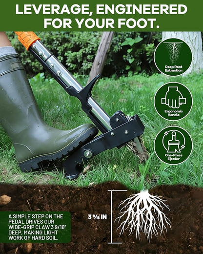 Stand Up Weed Puller Tool with Telescopic Hand Saw - 3-in-1 Long Handle Weed Remover Kit for Weeding, Pruning & Protection - 65MN Steel Saw, Rust-Resistant, Easy Storage with Gardening Glove