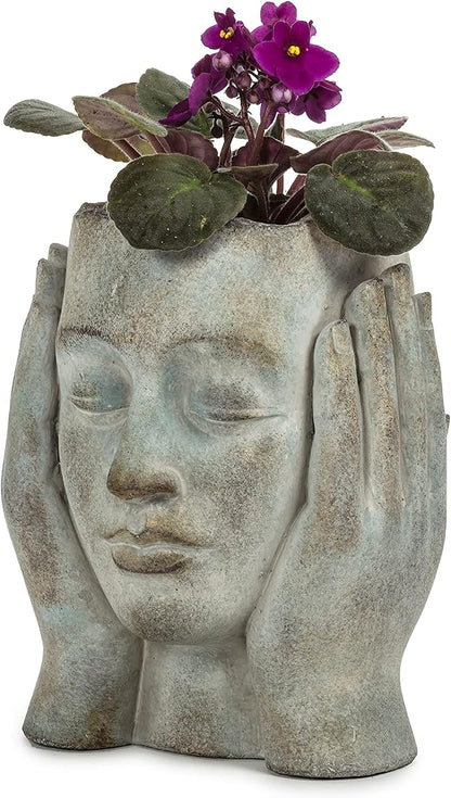 Abbott Collection Head in Hands Planter-9" H