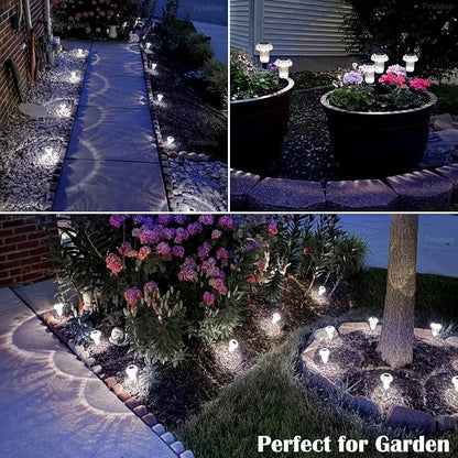 Priddop Pathway Solar Lights Outdoor Waterproof 6000K Cold White LED 8 Pack | Mushroom Yard Garden Decorative Driveway Walkway Outside Patio Replaceable Battery Acrylic ABS Stake Landscape Path Lights
