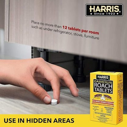 Harris Roach Tablets, Boric Acid Roach Killer with Lure for Insects (4oz, 96 Tablets)