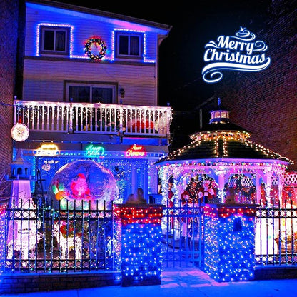 JMEXSUSS 600 LED Solar Christmas Lights, 206.7 ft Blue Solar Lights | Christmas Lights Outdoor Waterproof, 8 Modes Solar String Lights for Yard Patio Tree Garden Party Bushes Xmas Decorations
