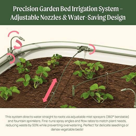 Vego Garden Irrigation Kit - Drip Irrigation System for Raised Garden Beds, Efficient Watering Solution for Vegetables, Flowers, and Plants, Easy DIY Installation (M)