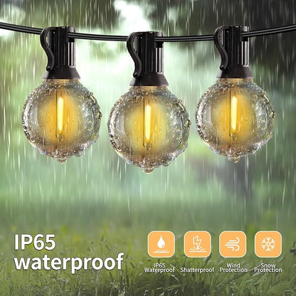 SANBEN Outdoor String Lights with Remote, 50ft 25 Bulbs Low Voltage(24V) Patio Lights, Dimmable & Timer, IP65 Waterproof, G40 LED Hanging Lights for Outside, Deck, Garden, Backyard, Porch, Party