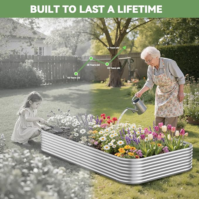 4 Pack 6x3FT Raised Beds for Gardening, Corrugated Galvanized Steel Raised Garden Bed, Outdoor Metal Above Ground Garden Bed for Vegetables and Flowers