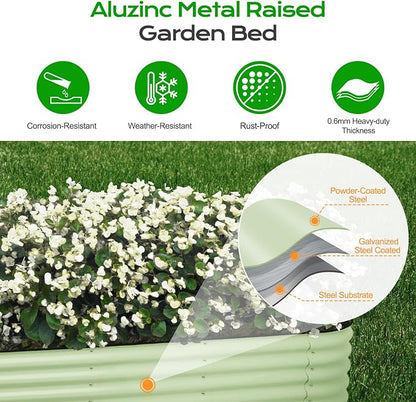 Aoodor 17" Tall Oval Galvanized Raised Garden Bed Kit, 6-in-1 Large Metal Outdoor Planter Box for Vegetables, Flowers, and Herbs, 7.5 x 2.3 x 1.5 Ft, Color