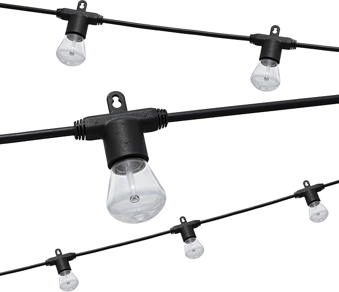 Enbrighten LED Bistro Outdoor String Lights, 24ft, 12 Shatter Resistant Lifetime Bulbs, 2200K Warm White, Weather Resistant, Indoor/Outdoor, Commercial Grade, Perfect for Backyard, Porch, Patio, 38356