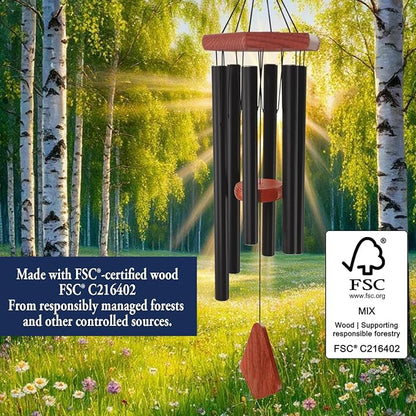 Wind Chimes for Outside, 30" Black Aluminium Wind Chime with Wind Catcher, Outdoor Garden Patio Decoration Windchimes, Classic Zen Gift for Men and Women