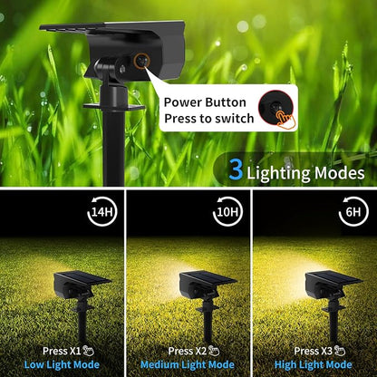 Tadyreal Solar Spot Lights Outdoor 6 Pack, [46 LED/3 Modes] Solar Landscape Spotlights Waterproof, 2-in-1 Auto On/Off Solar Powered Lights for Outside Yard Garden Wall Pathway(Warm White)