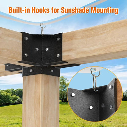 3-Way & 4-Way Pergola Brackets, 4"x4" Pergola Kit, Pergola Corner Bracket for Gazebos, Patio Pergolas, Log Cabin, Wooden Beams (6PCS)