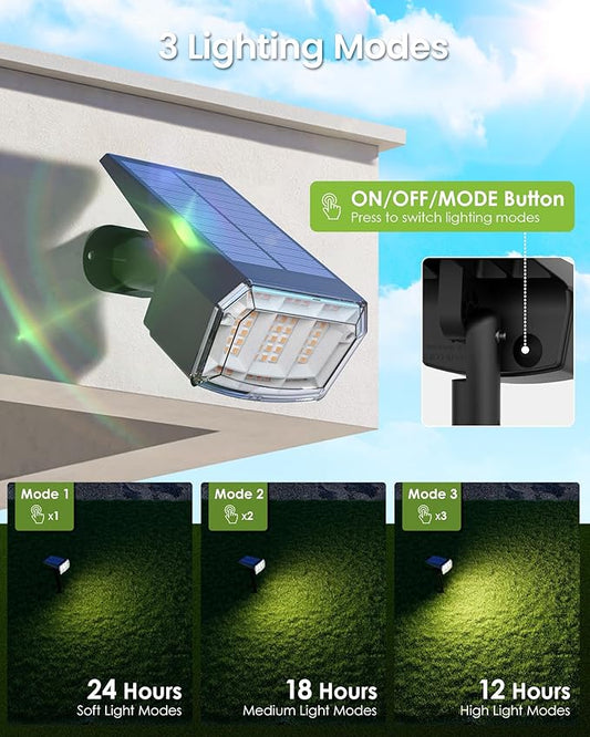 Solar Spot Lights Outdoor IP67 Waterproof 12 Pack, 63 LED 3 Modes Solar Landscape Spotlights for Yard Garden Pathway Wall House Garage (Warm White)