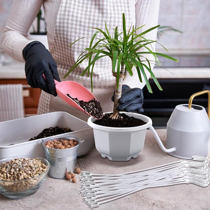 Roshtia 50 Pcs 6.7 Inch Plastic Hanging Plant Pots with Hooks Flower Pots Baskets Outdoor Hanging Nursery Planter Holder for Home Garden Balcony Porch(Gray White)