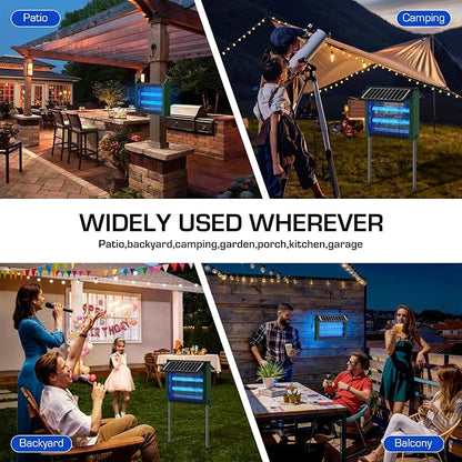 Solar Bug Zapper Outdoor with Dual Solar Panels, PhatroyYee 4500V Cordless Waterproof Mosquito Zapper, Auto On/Off, USB-C & Solar Powered Electric Fly Zapper Trap Killer for Patio Backyard RV Camping