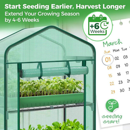 Ohuhu Mini Greenhouse for Indoor Outdoor, 27 x 19 x 62-Inch Small Plant Green House 4-Tier Rack Stand Portable Greenhouses with Durable PE Cover for Seedling, Ideal Gardening Gifts for Women Men