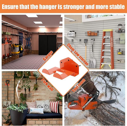1 Pack Weed Eater Hanger Wall Mounted Weedeater Garage Trimmer Rack Heavy Duty Garden Tool Hanger Steel Weed Whackers Holder Organizer Hooks for Grass Garden Tools (Orange)