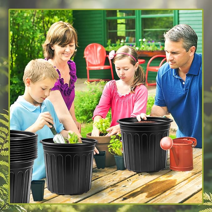 20 Pack 3 Gallon Plant Nursery Pots,Plastic Seedling Pot with Drainage Holes,Large Flexible Garden Flower Plant Container for Indoor Outdoor Plants,Potting,Cuttings,Transplanting,Black