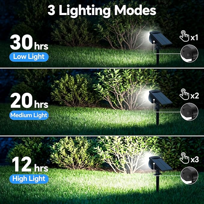 Solar Spot Lights Outdoor, 6 Pack 58 LED Solar Landscape Spotlights, Auto On/Off 3 Lighting Modes, 2-in-1 IP65 Waterproof Solar Landscape Lights for Yard Garden Pathway Tree